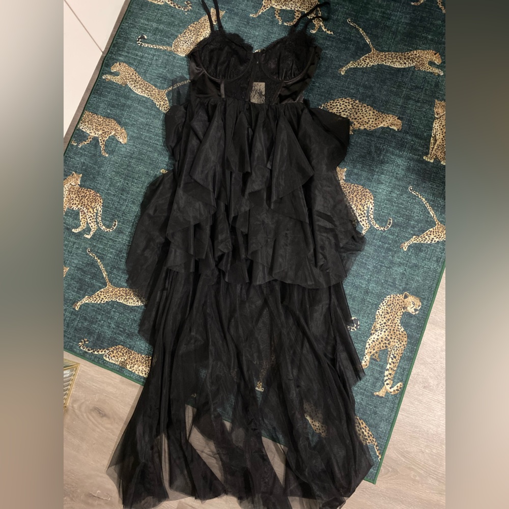 Chic Black Layered High-Low Dress